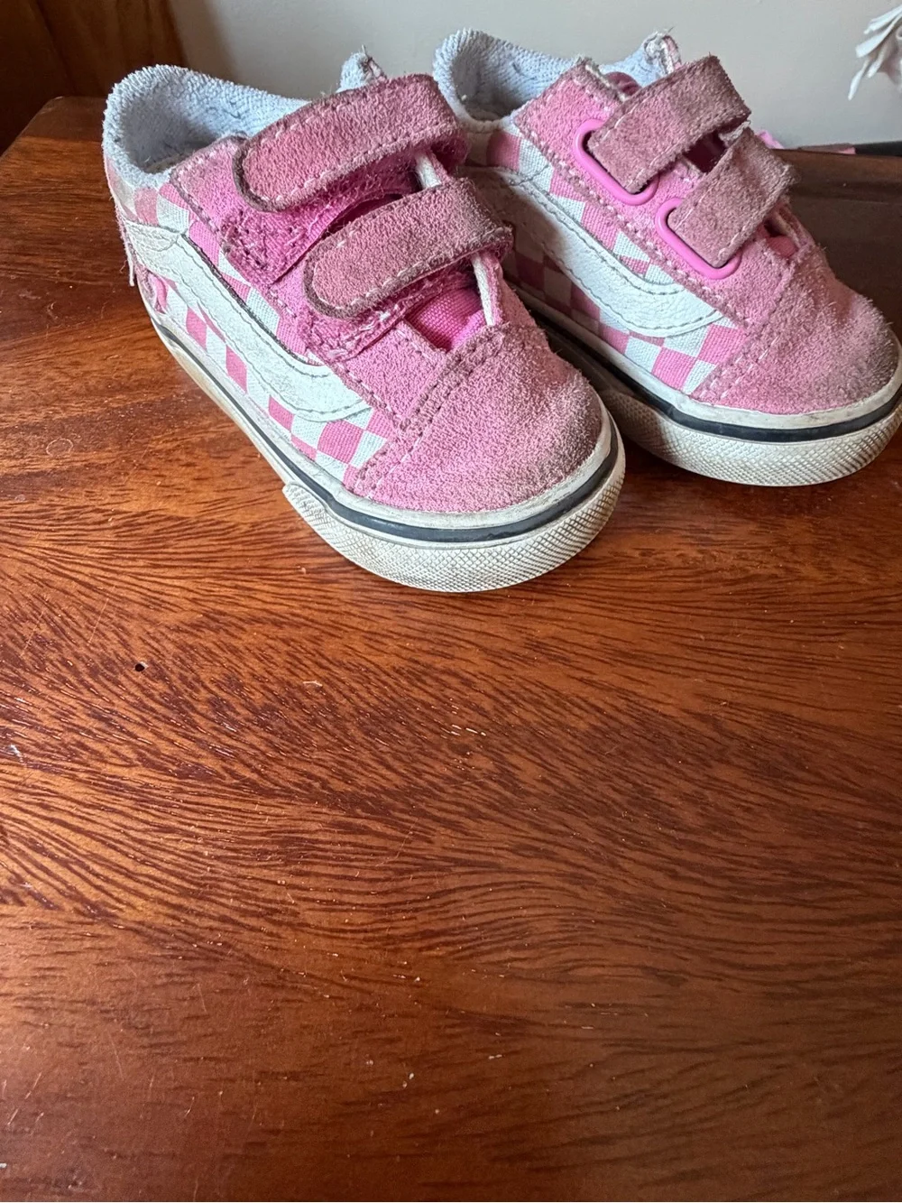 Vans Kids Pink Checkerboard Velcro Sneakers